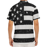 Monochrome Grunge American Flag Print Men's Deep V-Neck Shirt
