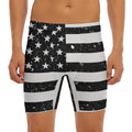 Monochrome Grunge American Flag Print Men's Long Boxer Briefs