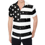 Monochrome Grunge American Flag Print Men's Shirt