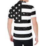 Monochrome Grunge American Flag Print Men's Shirt