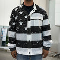 Monochrome Grunge American Flag Print Men's Shirt Jacket