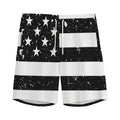 Monochrome Grunge American Flag Print Men's Athletic Shorts