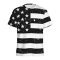 Monochrome Grunge American Flag Print Men's Athletic T-Shirt