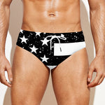 Monochrome Grunge American Flag Print Men's Swim Briefs