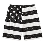 Monochrome Grunge American Flag Print Men's Swim Trunks