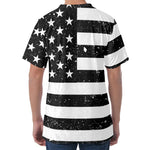 Monochrome Grunge American Flag Print Men's Velvet T-Shirt