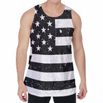 Monochrome Grunge American Flag Print Men's Velvet Tank Top