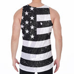 Monochrome Grunge American Flag Print Men's Velvet Tank Top