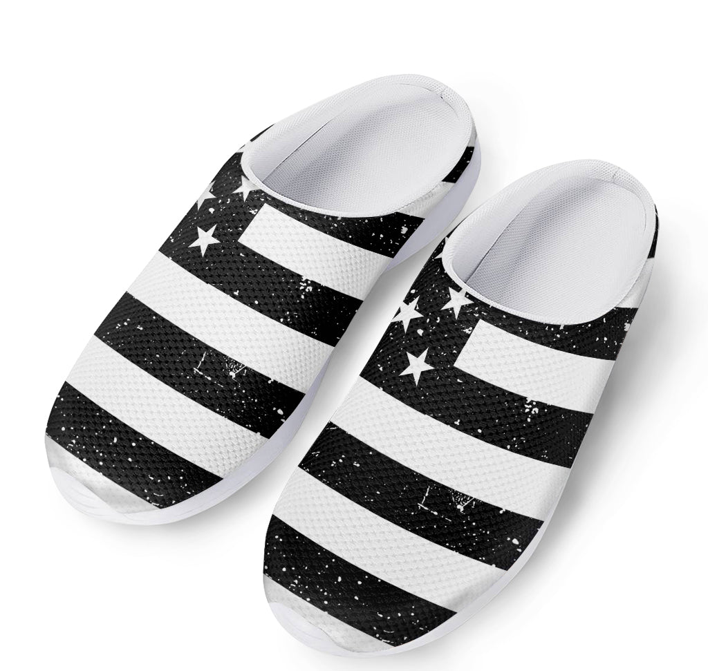 Monochrome Grunge American Flag Print Mesh Casual Shoes