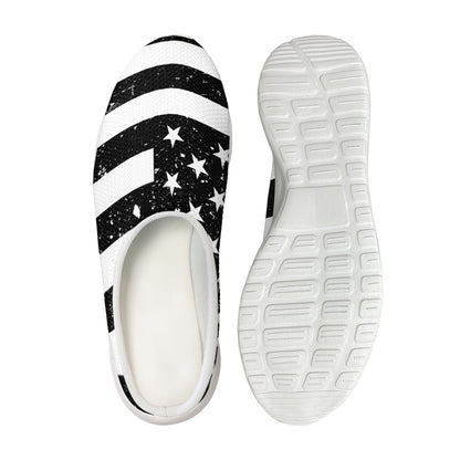 Monochrome Grunge American Flag Print Mesh Casual Shoes