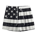 Monochrome Grunge American Flag Print Mesh Shorts
