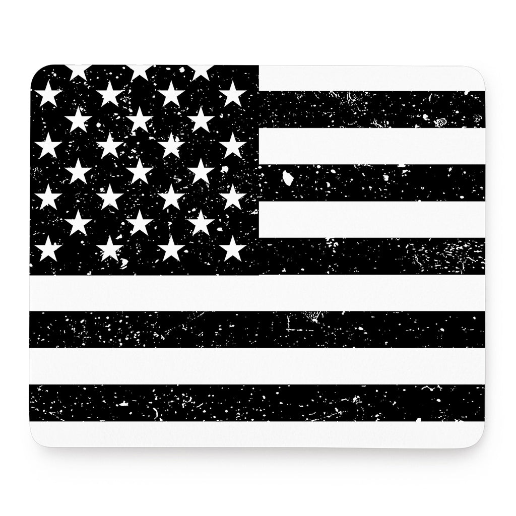 Monochrome Grunge American Flag Print Mouse Pad