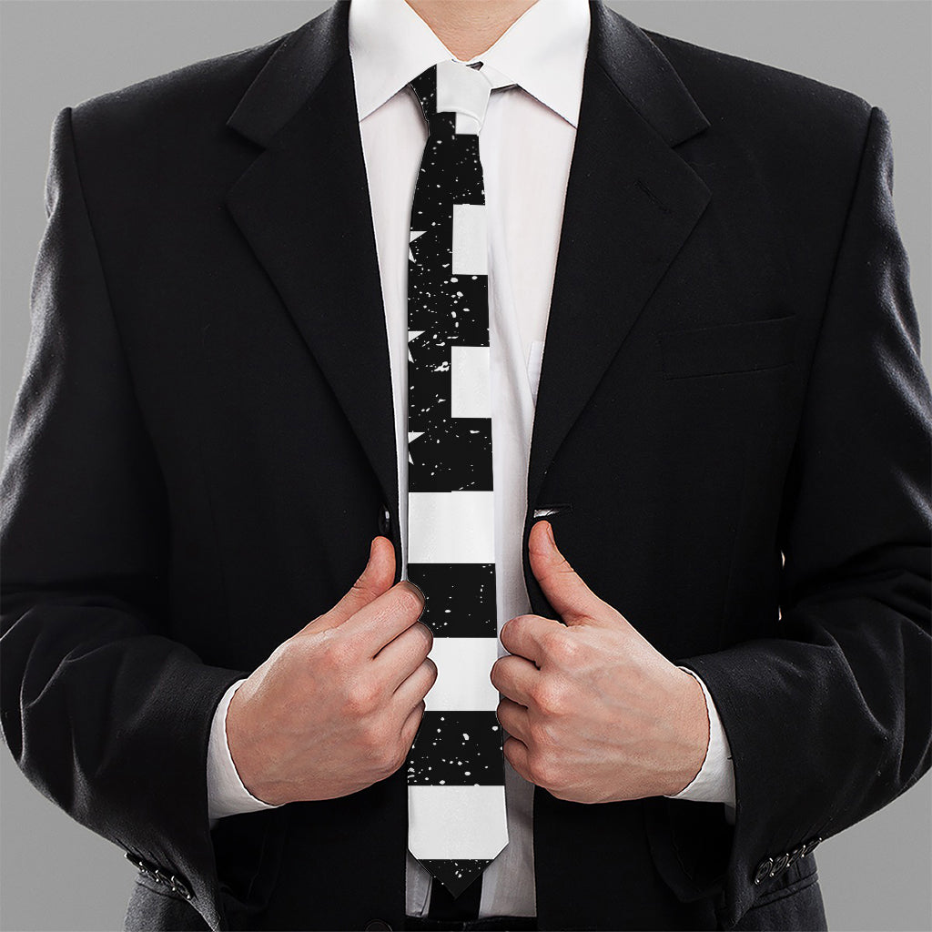 Monochrome Grunge American Flag Print Necktie
