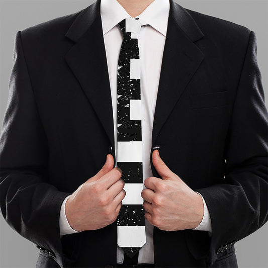 Monochrome Grunge American Flag Print Necktie