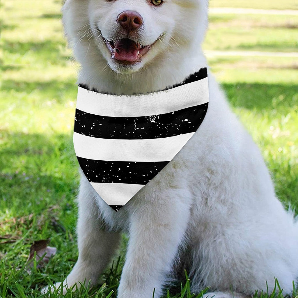 Monochrome Grunge American Flag Print Over The Collar Dog Bandana