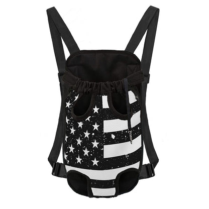 Monochrome Grunge American Flag Print Pet Carrier Backpack