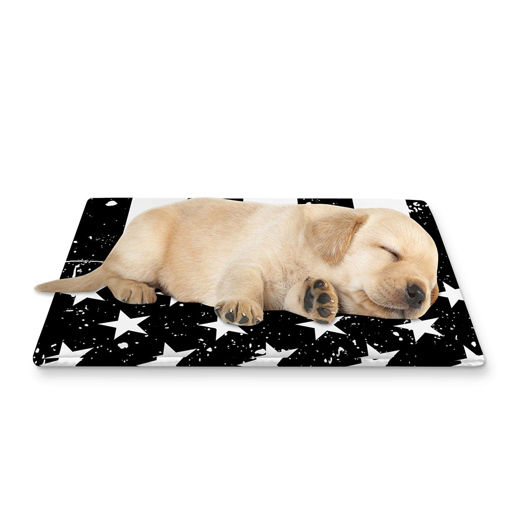 Monochrome Grunge American Flag Print Pet Cooling Mat Cover
