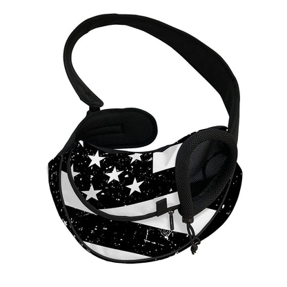Monochrome Grunge American Flag Print Pet Sling Carrier
