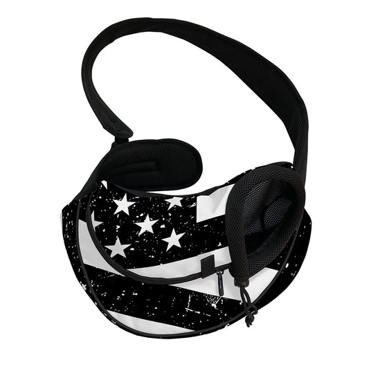 Monochrome Grunge American Flag Print Pet Sling Carrier
