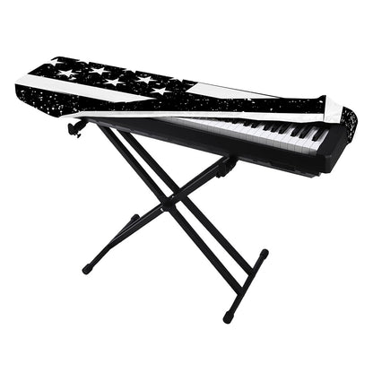 Monochrome Grunge American Flag Print Piano Keyboard Cover