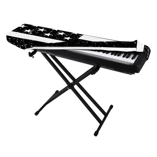 Monochrome Grunge American Flag Print Piano Keyboard Cover