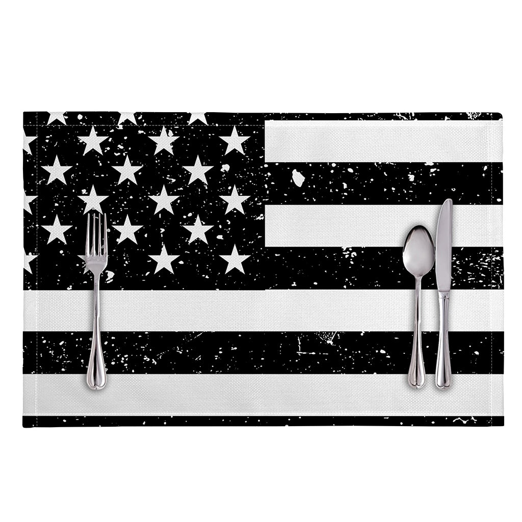 Monochrome Grunge American Flag Print Placemat