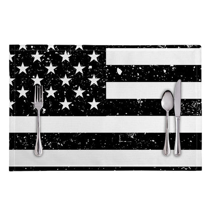 Monochrome Grunge American Flag Print Placemat
