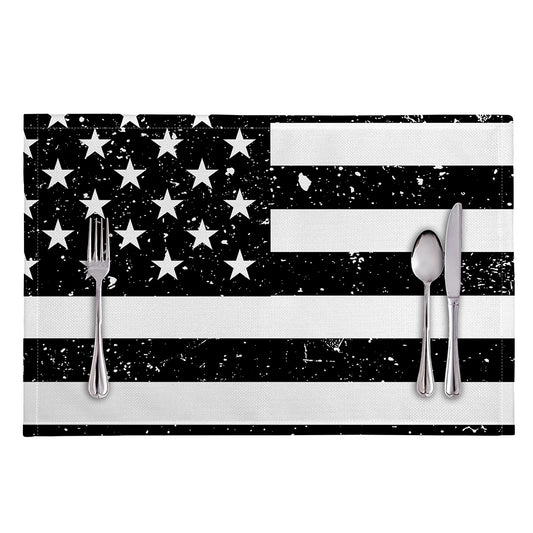 Monochrome Grunge American Flag Print Placemat