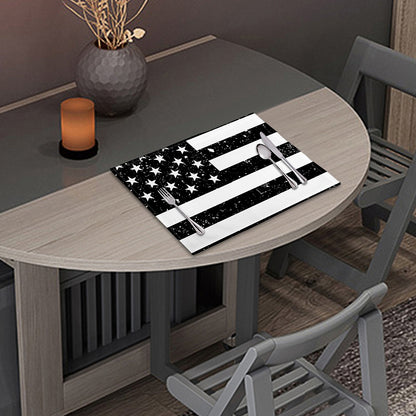 Monochrome Grunge American Flag Print Placemat