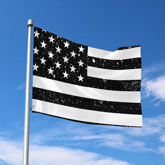 Monochrome Grunge American Flag Print Polyester Flag