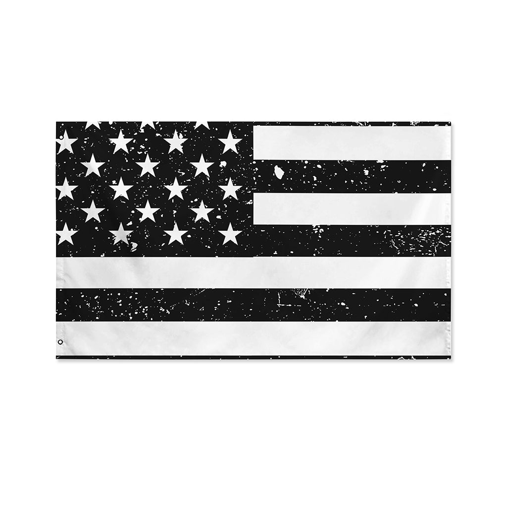 Monochrome Grunge American Flag Print Polyester Flag