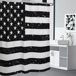Monochrome Grunge American Flag Print Premium Shower Curtain
