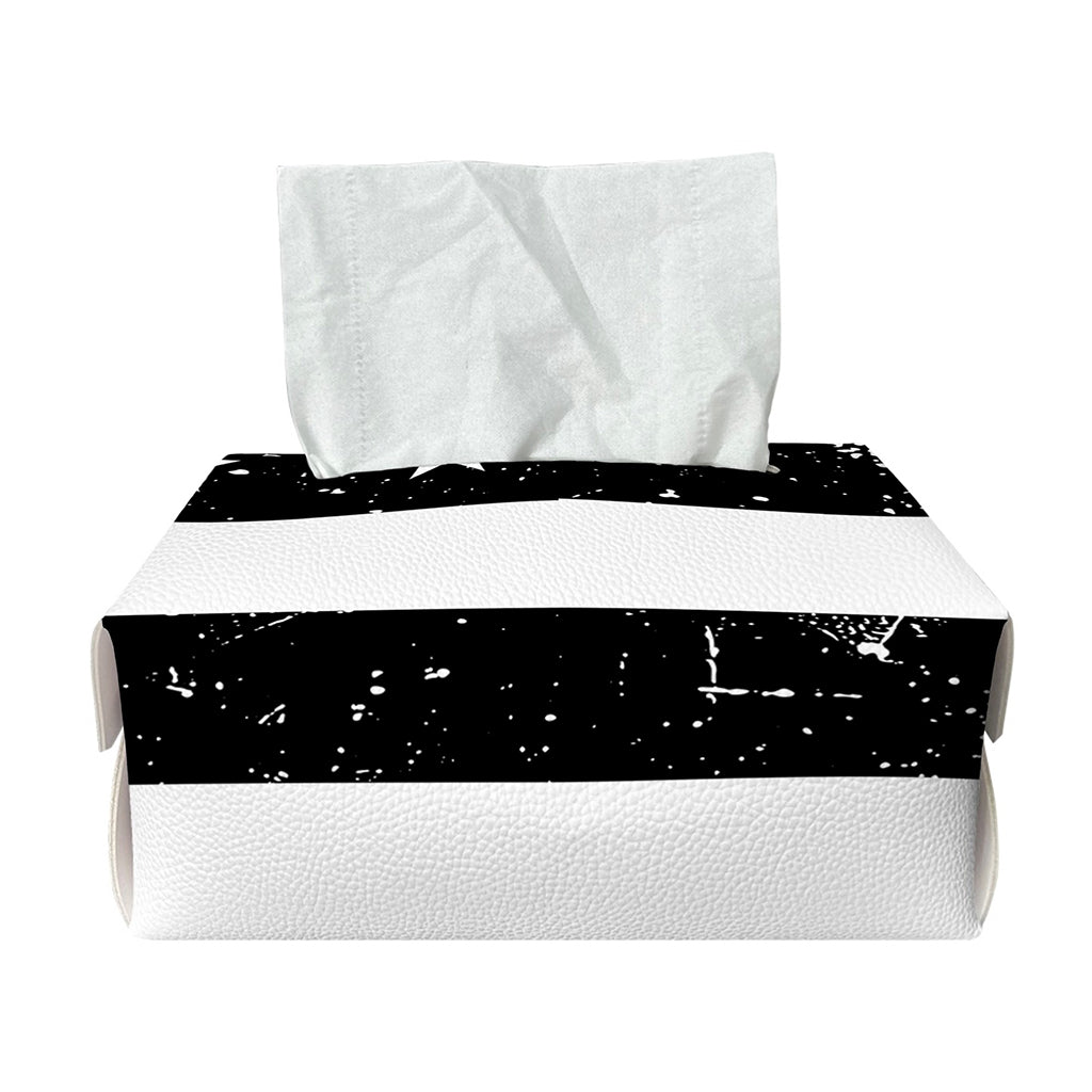 Monochrome Grunge American Flag Print Rectangle Tissue Box Cover