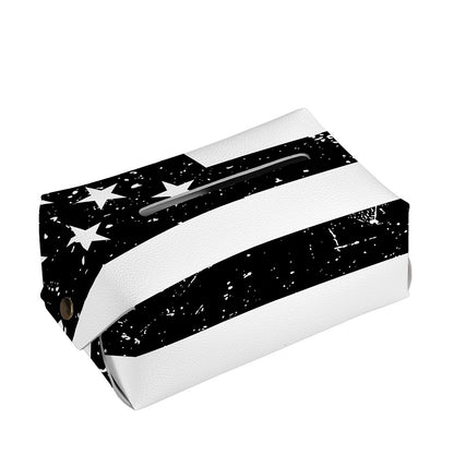 Monochrome Grunge American Flag Print Rectangle Tissue Box Cover