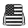 Monochrome Grunge American Flag Print Rectangular Crossbody Bag