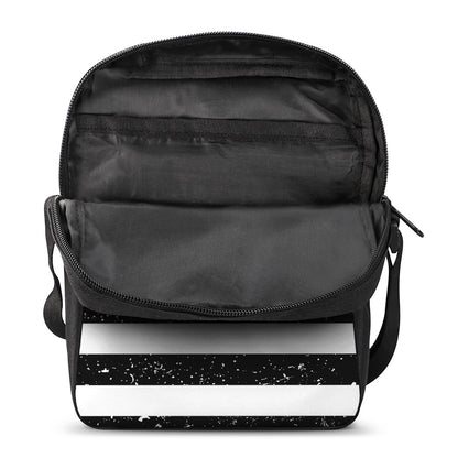 Monochrome Grunge American Flag Print Rectangular Crossbody Bag
