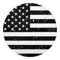 Monochrome Grunge American Flag Print Round Blanket