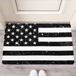 Monochrome Grunge American Flag Print Rubber Doormat