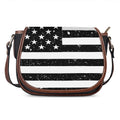 Monochrome Grunge American Flag Print Saddle Bag