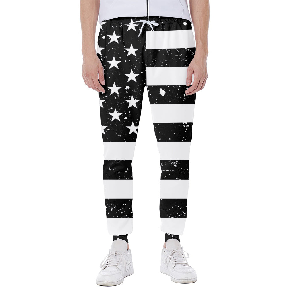 Monochrome Grunge American Flag Print Scuba Joggers