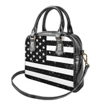 Monochrome Grunge American Flag Print Shoulder Handbag