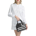 Monochrome Grunge American Flag Print Shoulder Handbag