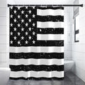 Monochrome Grunge American Flag Print Shower Curtain