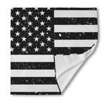 Monochrome Grunge American Flag Print Silk Bandana