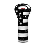 Monochrome Grunge American Flag Print Single Neoprene Wine Tote