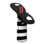 Monochrome Grunge American Flag Print Single Neoprene Wine Tote