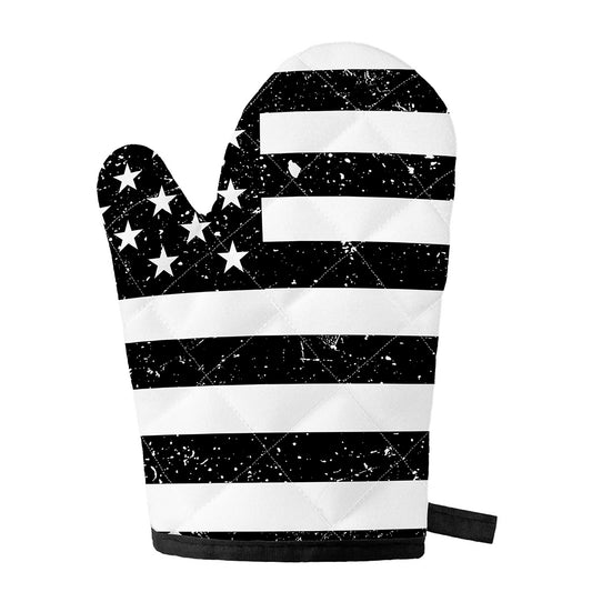 Monochrome Grunge American Flag Print Single Oven Mitt