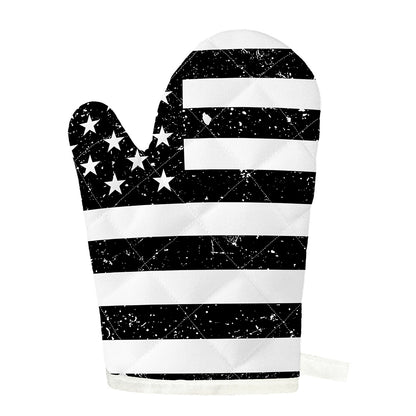 Monochrome Grunge American Flag Print Single Oven Mitt