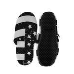 Monochrome Grunge American Flag Print Slippers