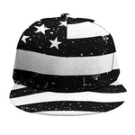 Monochrome Grunge American Flag Print Snapback Cap